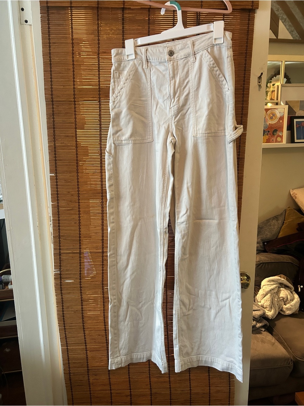 American Eagle Outfitters Wide Leg White Utility Pants